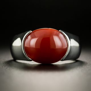 Estate Coral Cabochon Ring - 3
