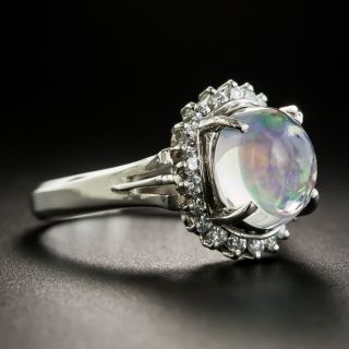 Estate Crystal Opal and Diamond Ring