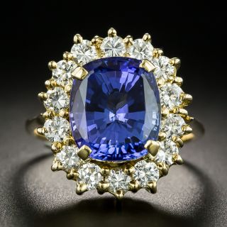 Estate Cushion-Cut Tanzanite and Diamond Halo Ring - 2