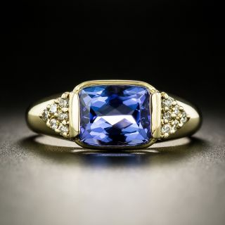 Estate Cushion-Cut Tanzanite And Diamond Ring - 3