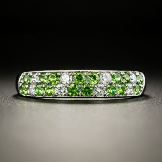 Estate Demantoid Garnet and Diamond Band - 5