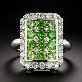 Estate Demantoid Garnet and Diamond Ring - 3