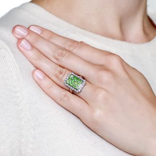 Estate Demantoid Garnet and Diamond Ring