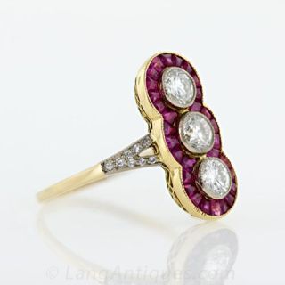 Estate Diamond and Calibre Buby Dinner  Ring