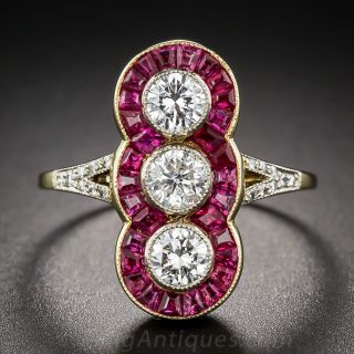 Estate Diamond and Calibre Ruby Dinner  Ring