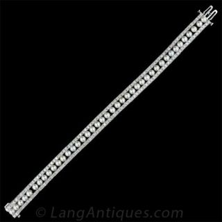 Estate Diamond and Cultured Pearl, Platinum Bracelet