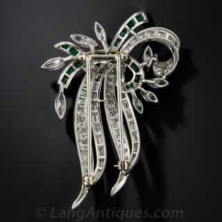Estate Diamond & Emerald Brooch