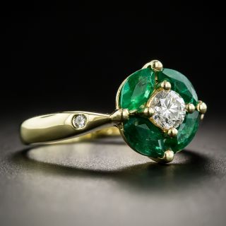 Estate Diamond and Emerald Ring