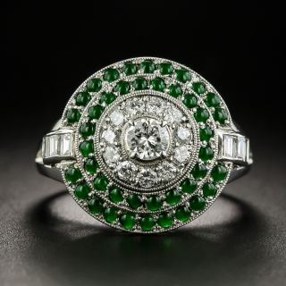 Estate Diamond and Jade Halo Ring - 3