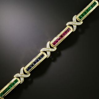 Estate Diamond and Multi-Gem Bracelet  - 3