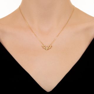 Estate Diamond And Ruby Bat Necklace