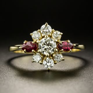 Estate Diamond and Ruby Cluster Ring - 2