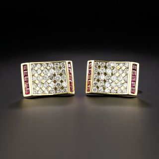 Estate Diamond and Ruby Cuff Links - 2