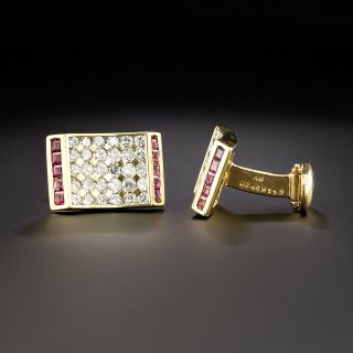 Estate Diamond and Ruby Cuff Links
