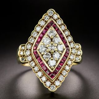 Estate Diamond And Ruby Dinner Ring - 3