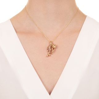 Estate Diamond and Ruby Panther Pendant