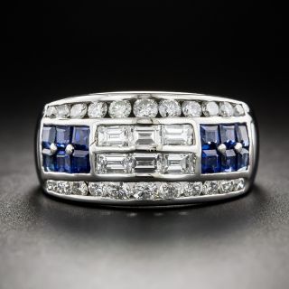 Estate Diamond And Sapphire Band Ring - 2