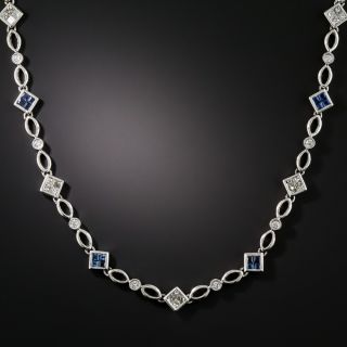 Estate Diamond and Sapphire Chain Necklace - 1
