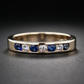 Estate Diamond and Sapphire Wedding Band