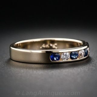 Estate Diamond and Sapphire Wedding Band