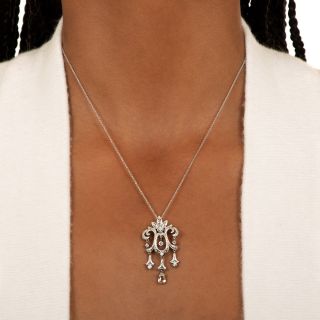 Estate Diamond Briolette Girandole Pendant 