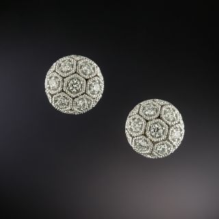 Estate Diamond Button Earrings - 3
