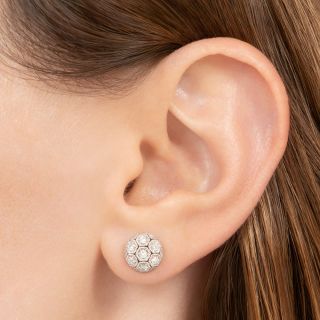 Estate Diamond Button Earrings