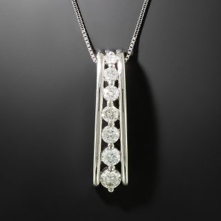  Estate Diamond Channel Pendant - 2