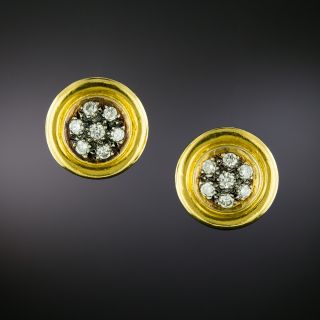 Estate Diamond Circle Cluster Earrings  - 2