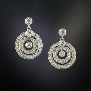 Estate Diamond Circle Drop Earrings - 2