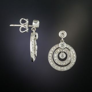 Estate Diamond Circle Drop Earrings