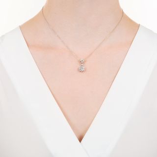 Estate Diamond Cluster Drop Necklace