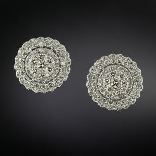 Estate Diamond Cluster Earrings - 3