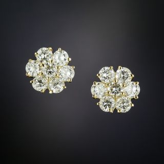 Estate Diamond Cluster Earrings - 3