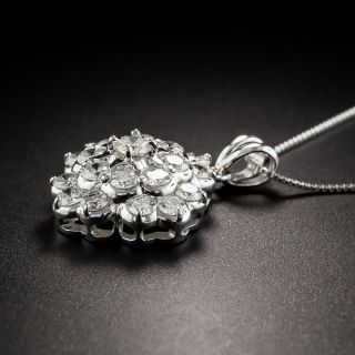 Estate Diamond Cluster Pendant Necklace