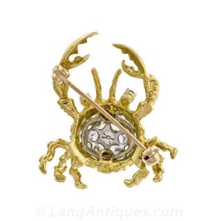 Estate Diamond Crab Motif Pin