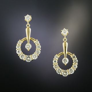 Estate Diamond Crescent Dangle Earrings - 3