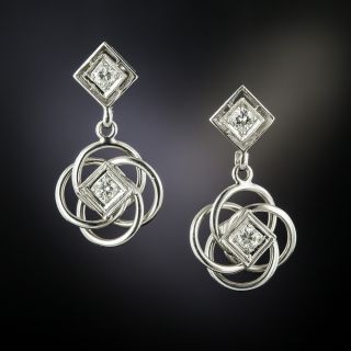 Estate Diamond Dangle Earrings - 3