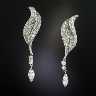 Estate Diamond Dangle Earrings - 2