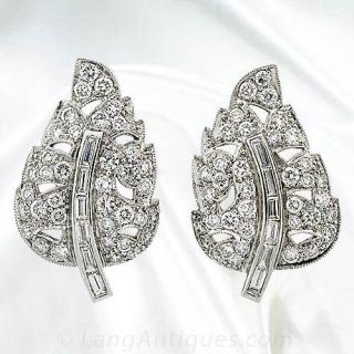 Estate Diamond Platinum Earrings 