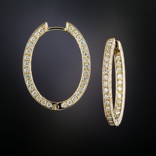 Estate Diamond Eternity Inside Outside Hoop Earrings