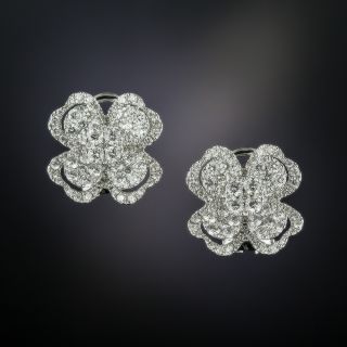 Estate Diamond Flower Earrings - 1