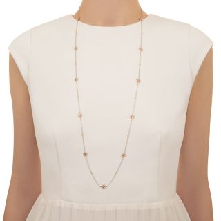 Estate Diamond Flower Infinity Two-Tone Necklace