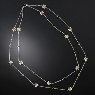Estate Diamond Flower Infinity Two-Tone Necklace - 2