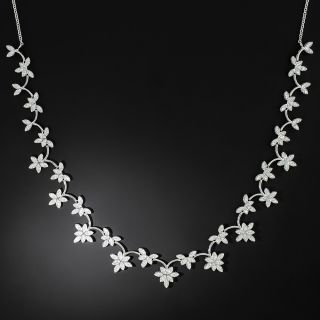 Estate Diamond Flower Necklace - 3