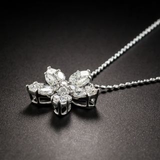 Estate Diamond Flower Pendant Necklace