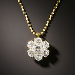 Estate Diamond Flower Pendant - 2