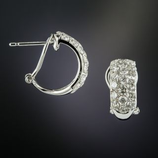 Estate Diamond Half Hoop Earrings