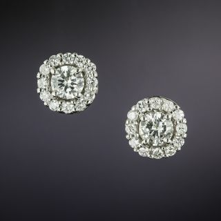 Estate Diamond Halo Earrings  - 2
