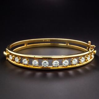 Estate Diamond Hinged Bangle Bracelet - 1